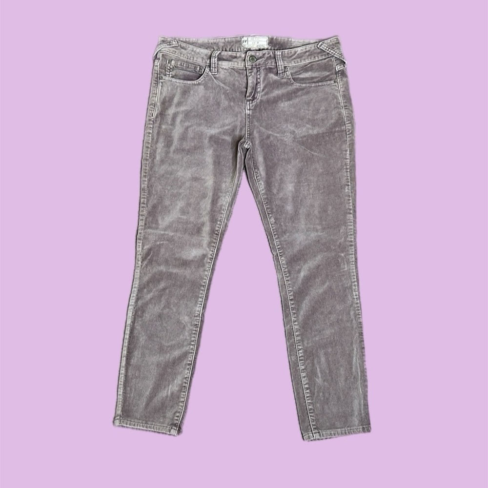 Free People Women’s Mid-Rise Ankle Skinny Velvet Pants in Lilac Sz 29